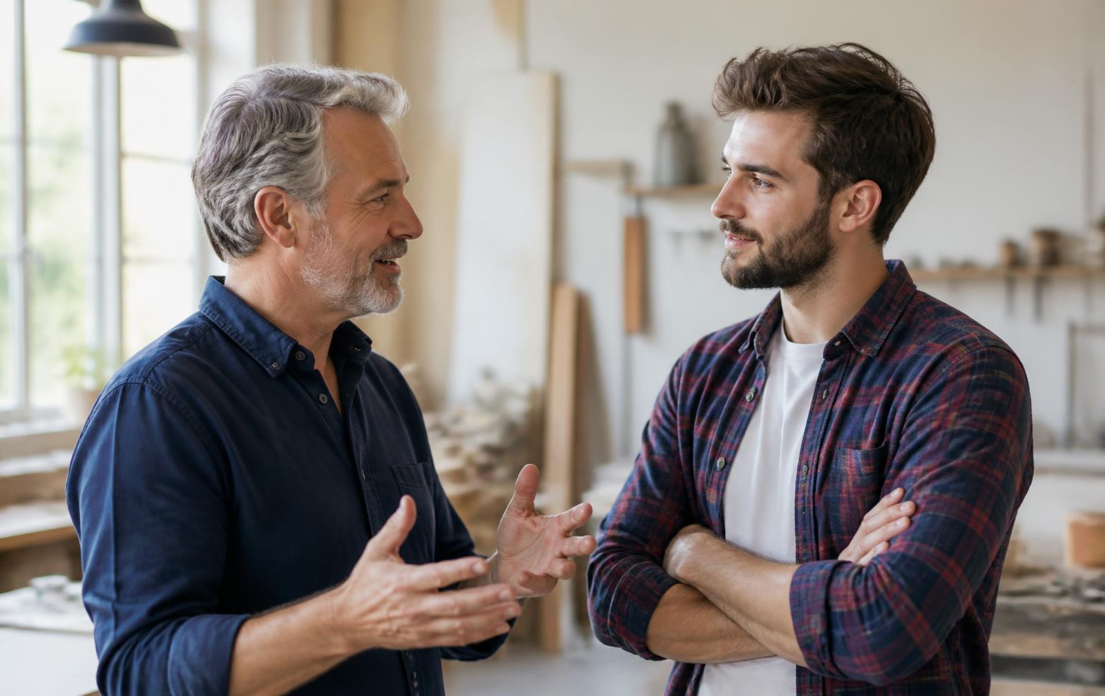 Uitvaartverzorger in gesprek met een collega